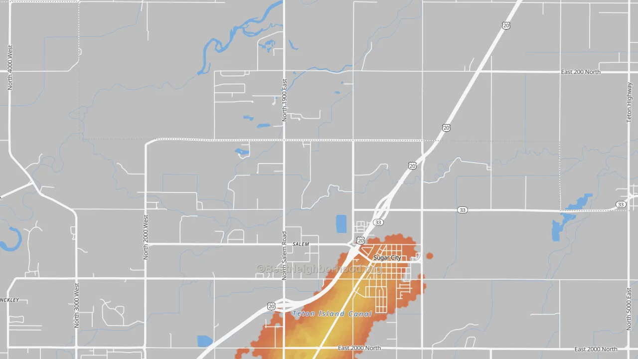 Bike Grade map of Salem, ID