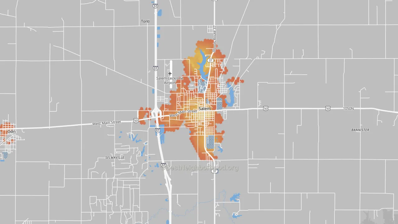 Bike Grade map of Salem, IL