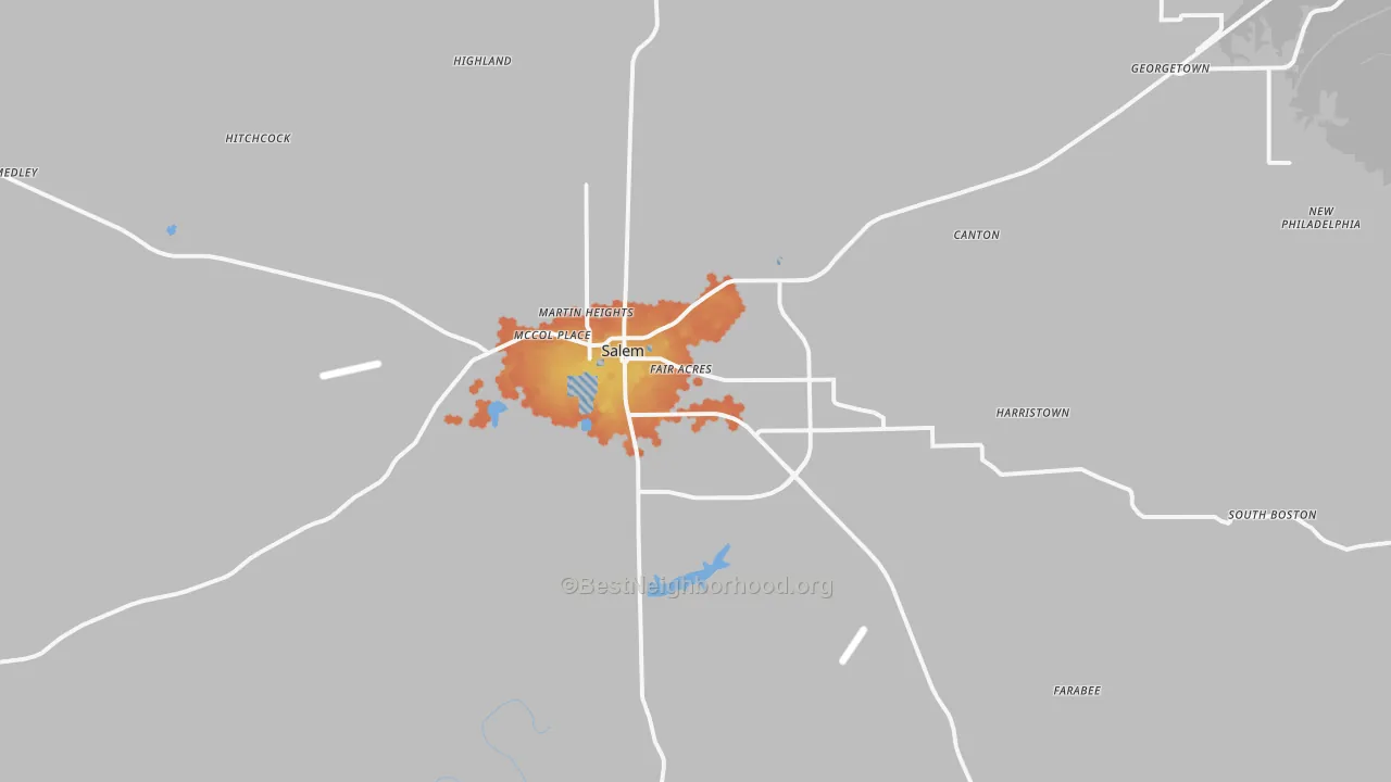 Bike Grade map of Salem, IN