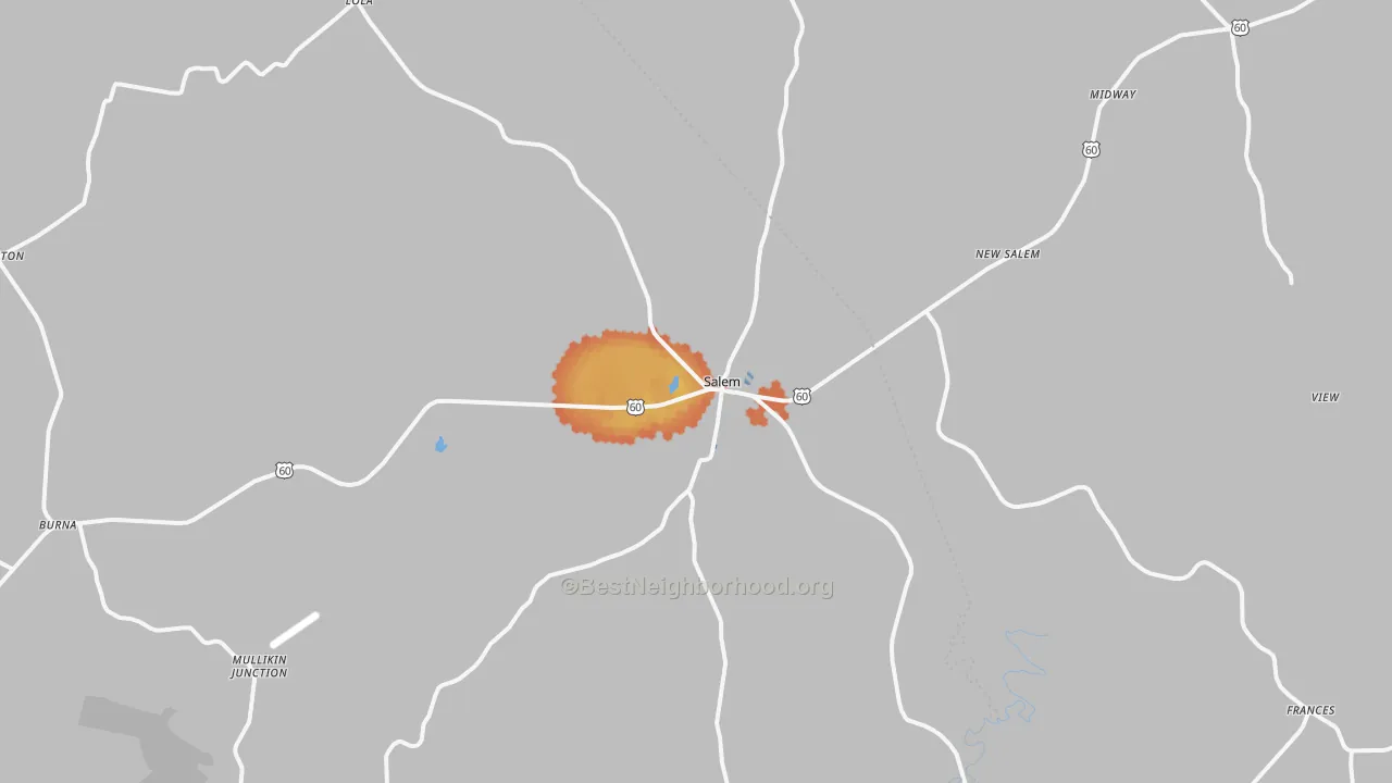 Bike Grade map of Salem, KY