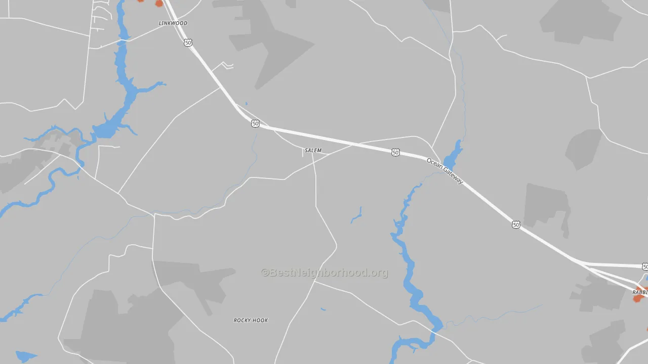 Bike Grade map of Salem, MD