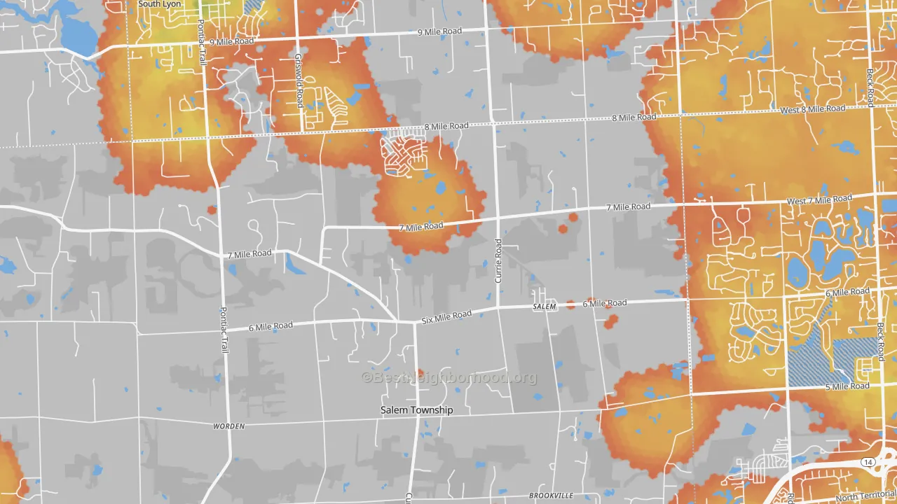 Bike Grade map of Salem, MI