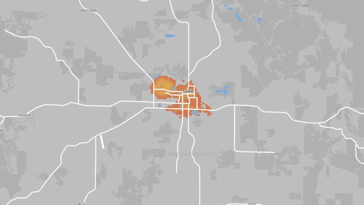 Bike Grade map of Salem, MO