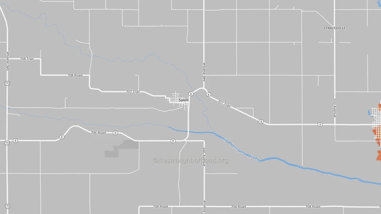 Bike Grade map of Salem, NE