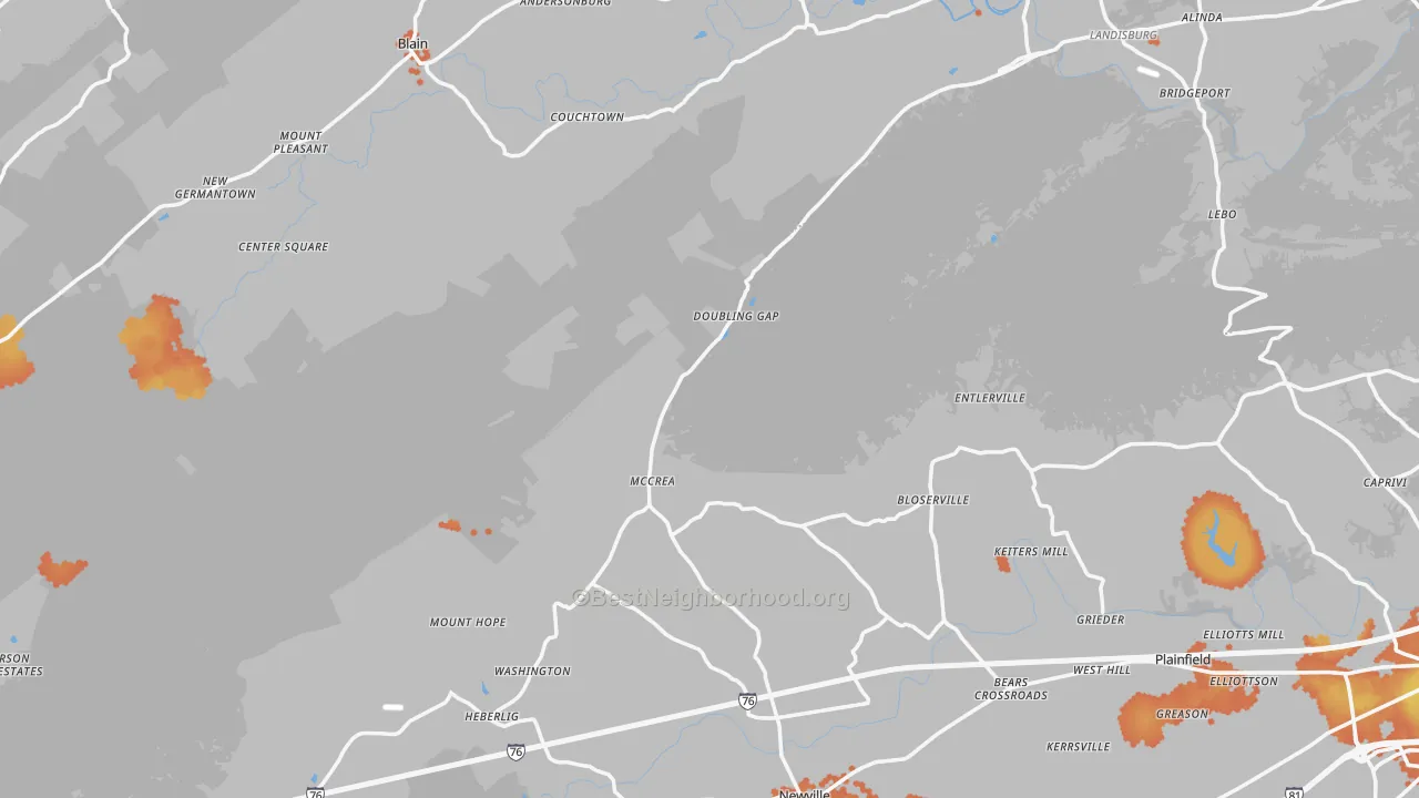 Bike Grade map of Salem, PA