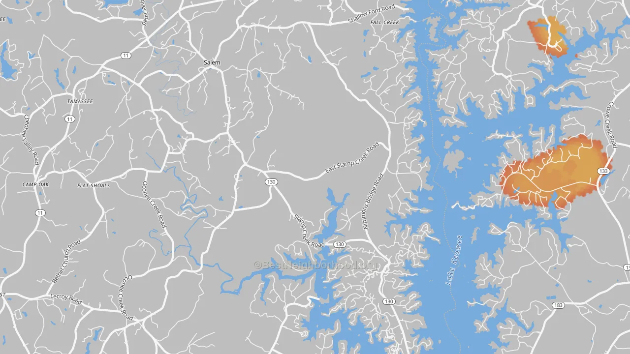 Bike Grade map of Salem, SC