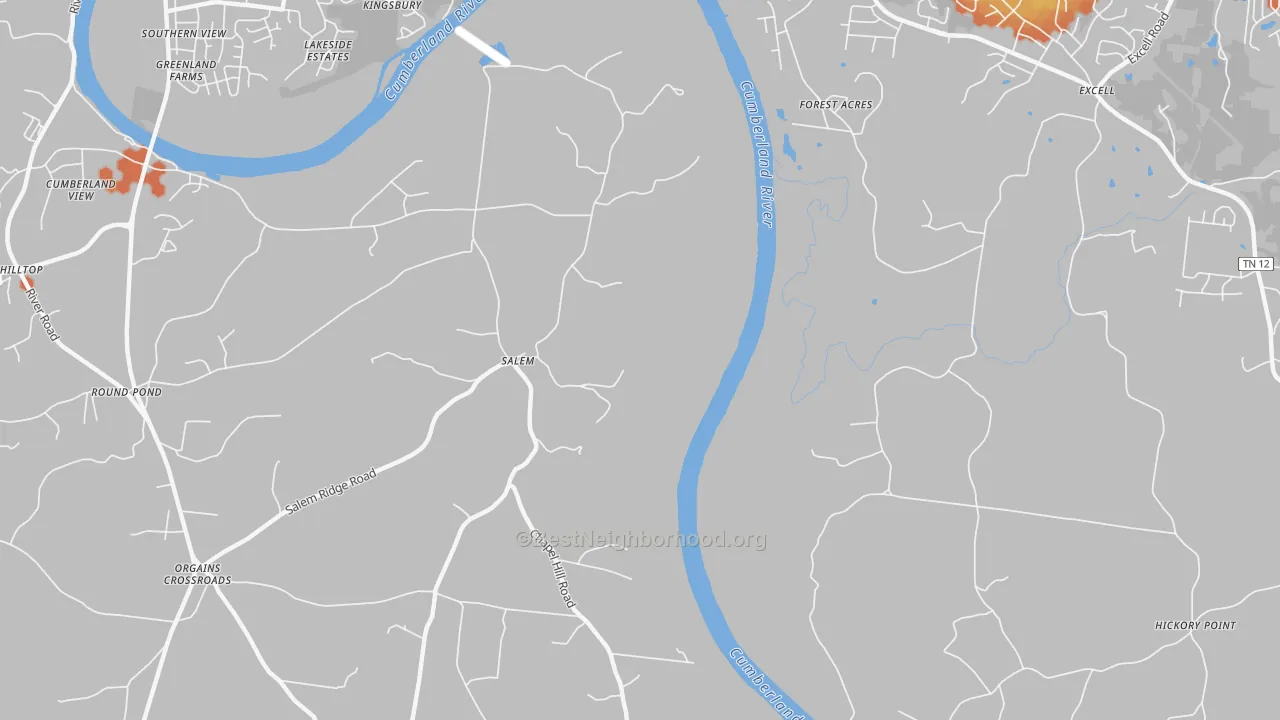 Bike Grade map of Salem, TN