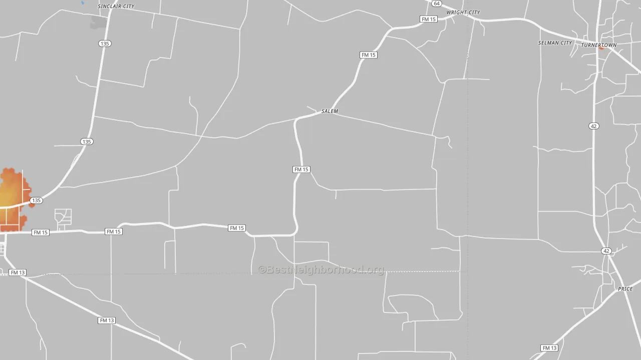 Bike Grade map of Salem, TX