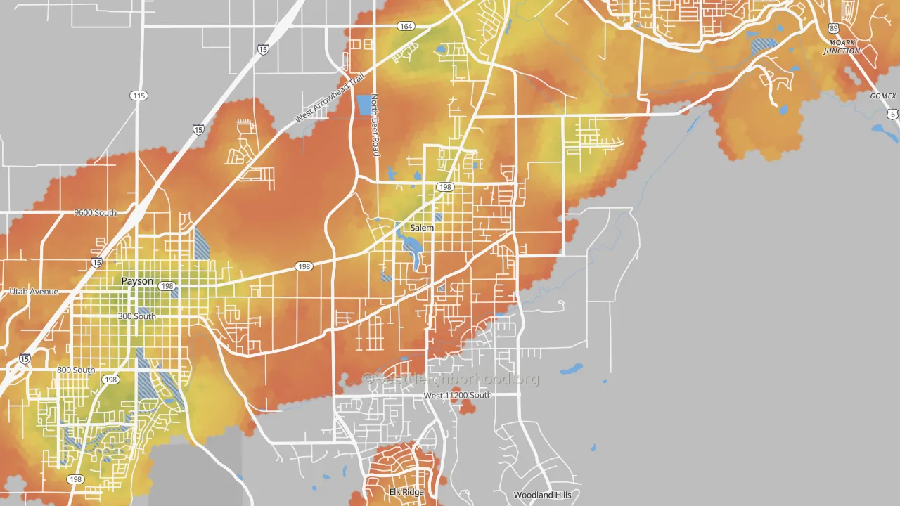 Bike Grade map of Salem, UT