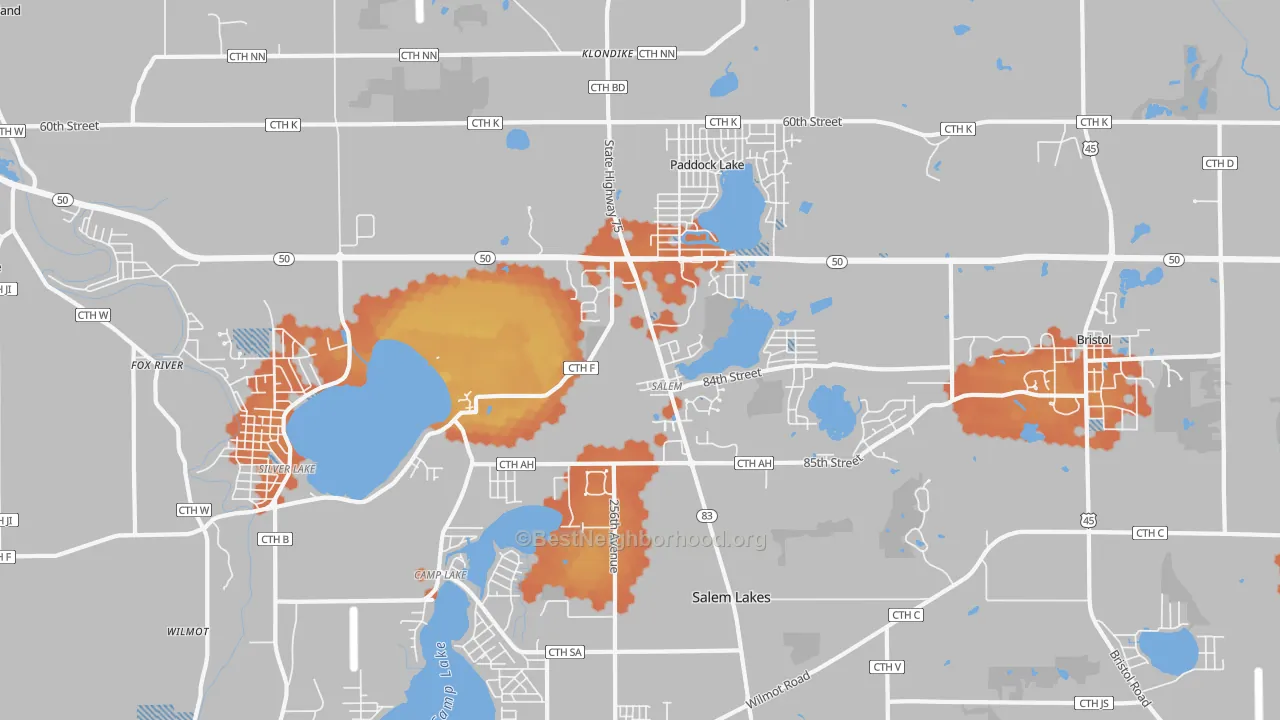Bike Grade map of Salem, WI