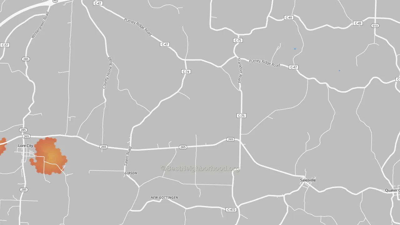 Bike Grade map of Salesville, OH