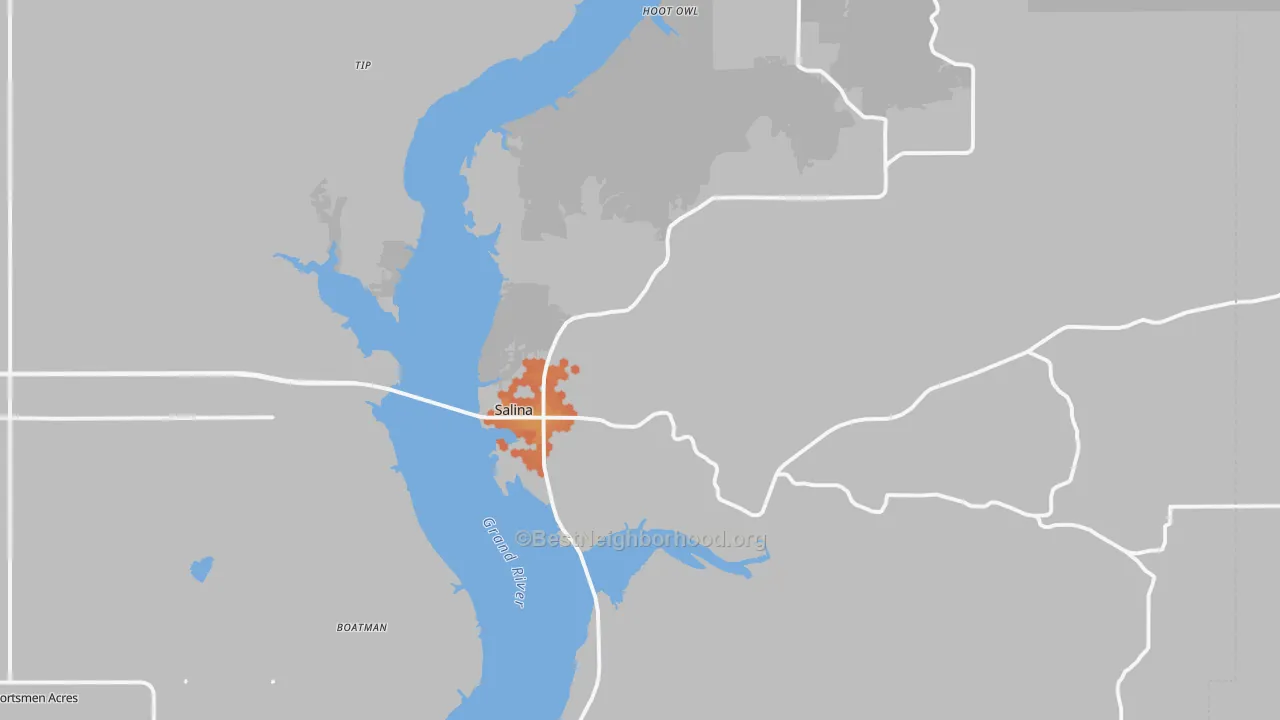 Bike Grade map of Salina, OK