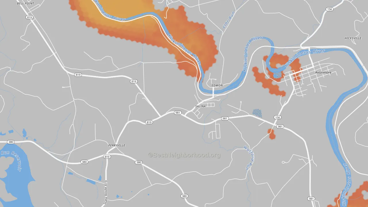 Bike Grade map of Salina, PA