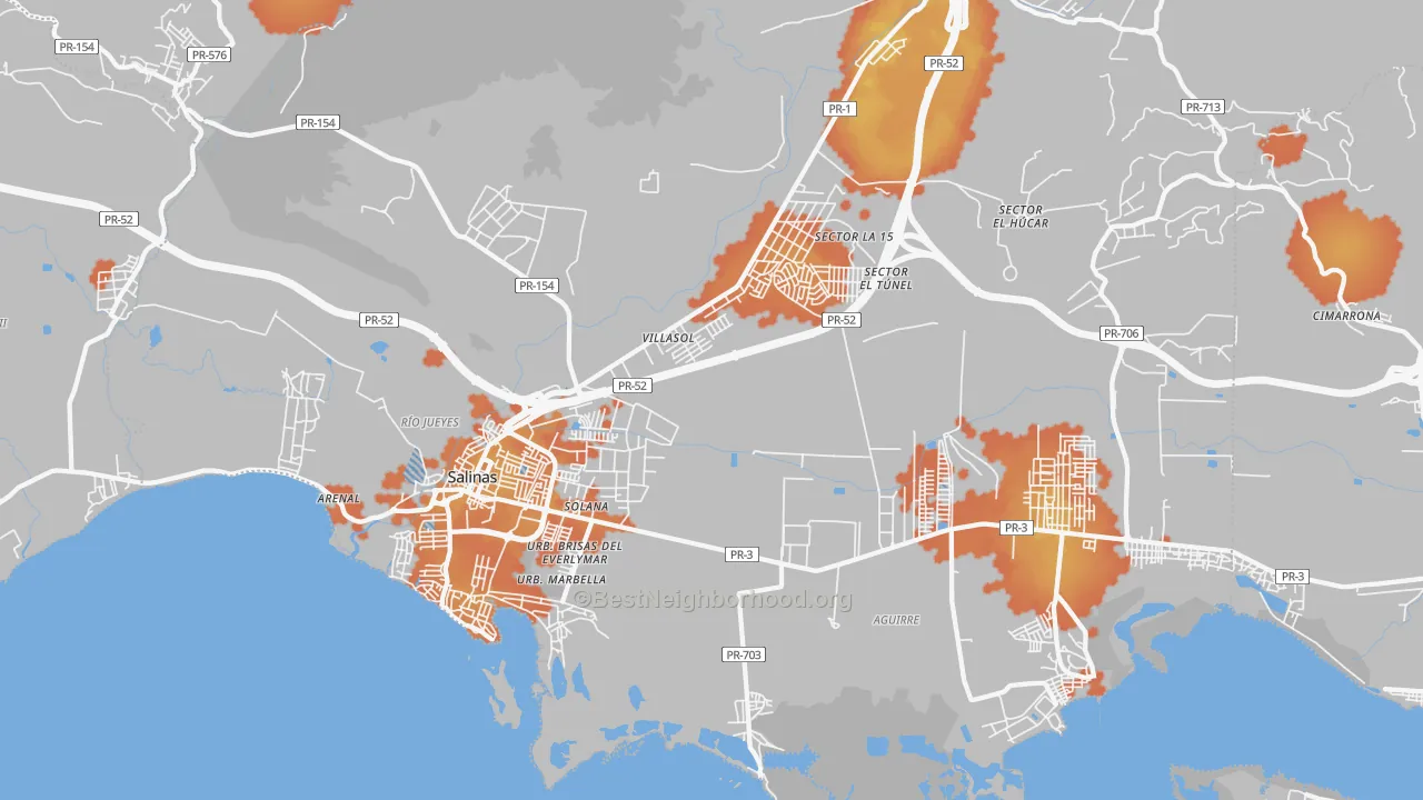 Bike Grade map of Salinas, PR