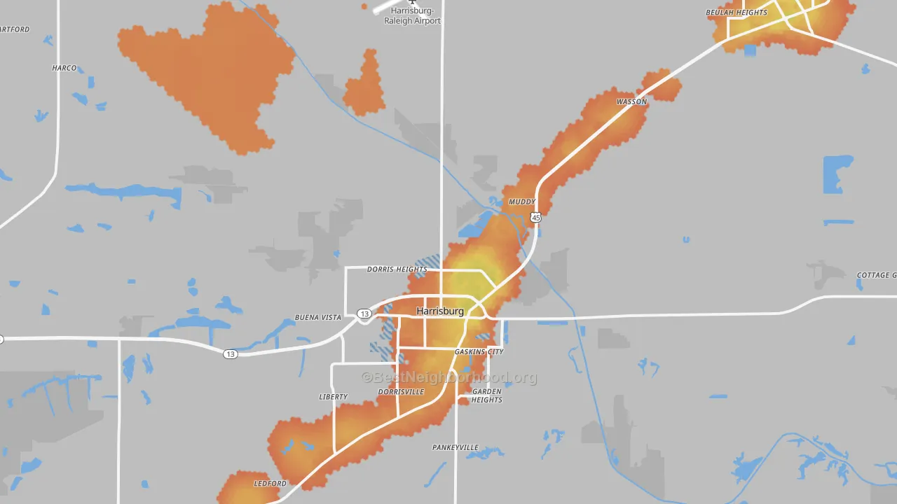 Bike Grade map of Saline County, IL