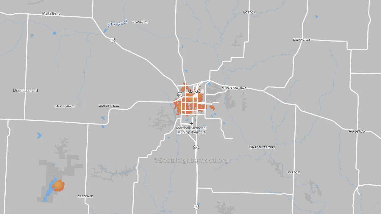 Bike Grade map of Saline County, MO