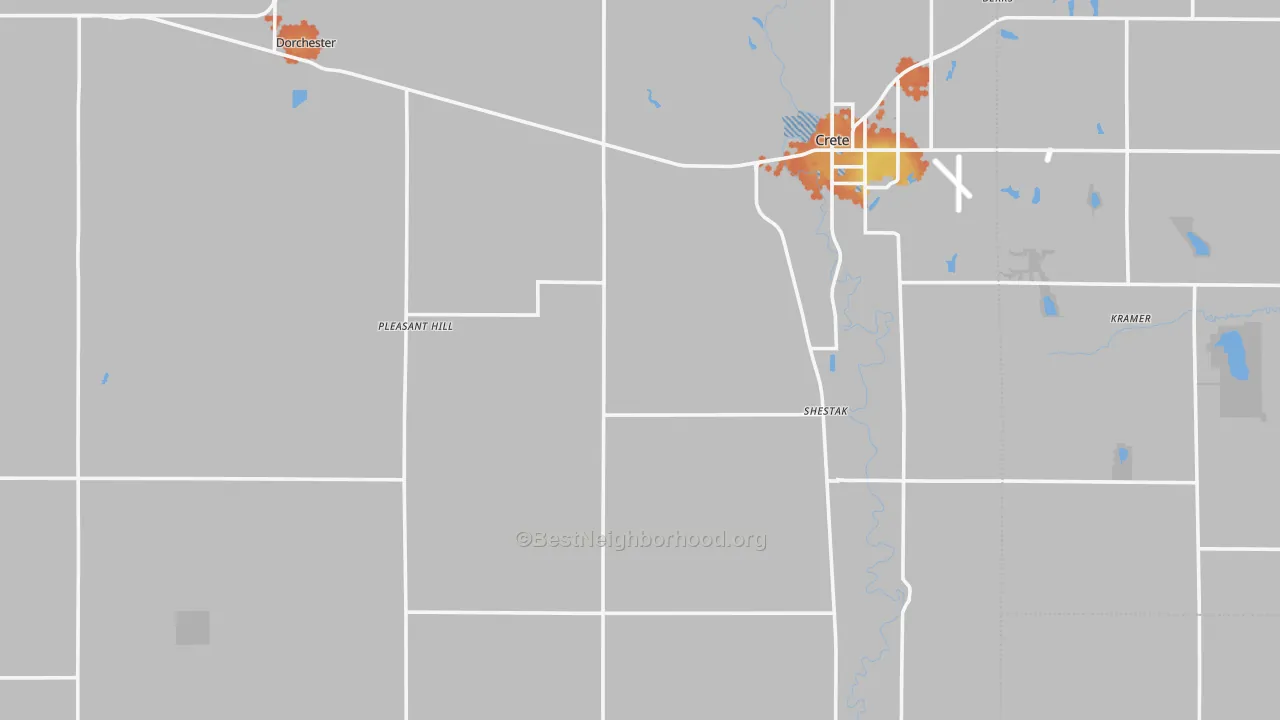 Bike Grade map of Saline County, NE