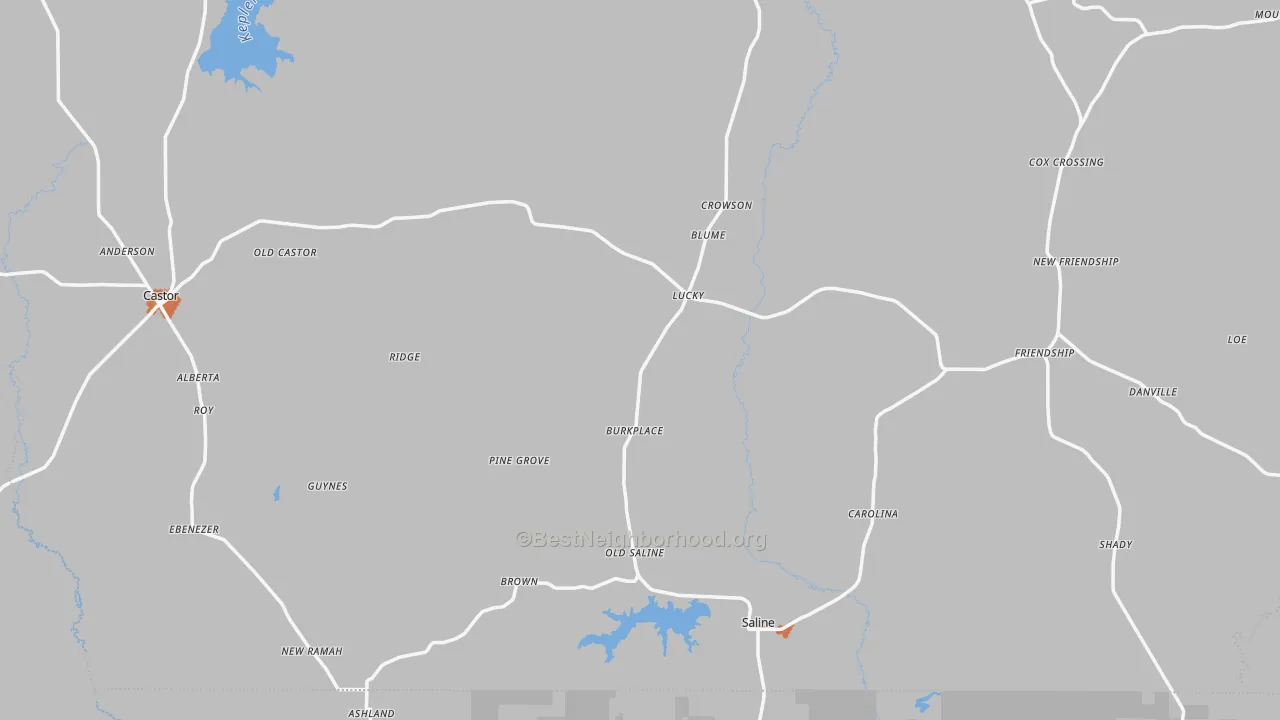 Bike Grade map of Saline, LA