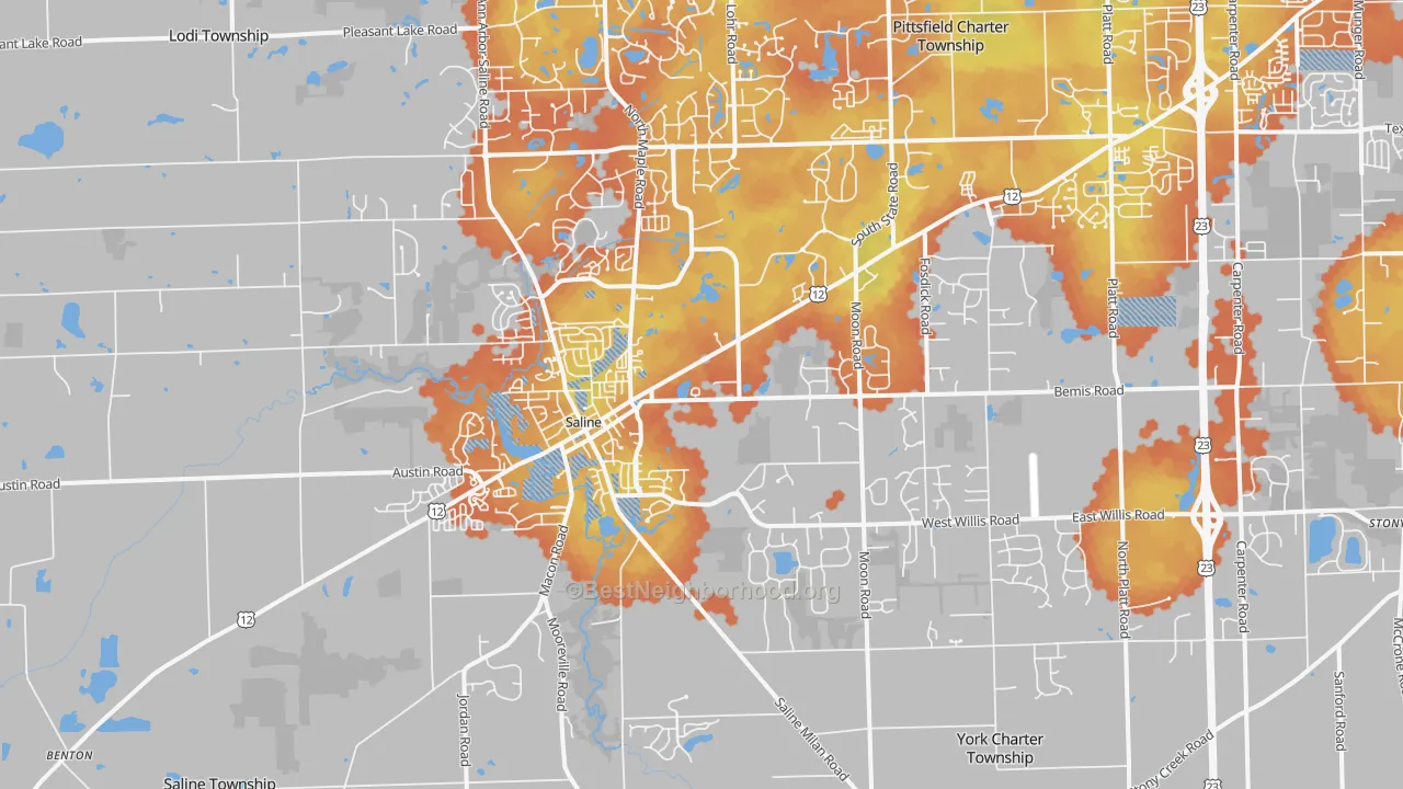 Bike Grade map of Saline, MI