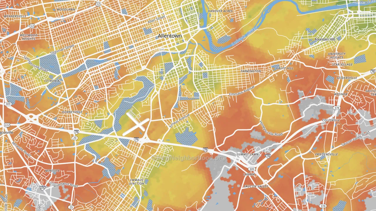Bike Grade map of salisbury, Allentown, PA