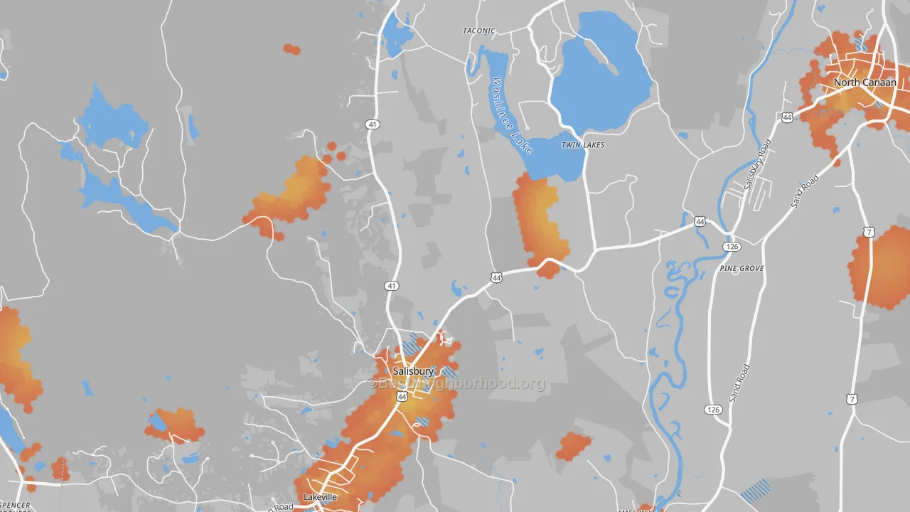Bike Grade map of Salisbury, CT