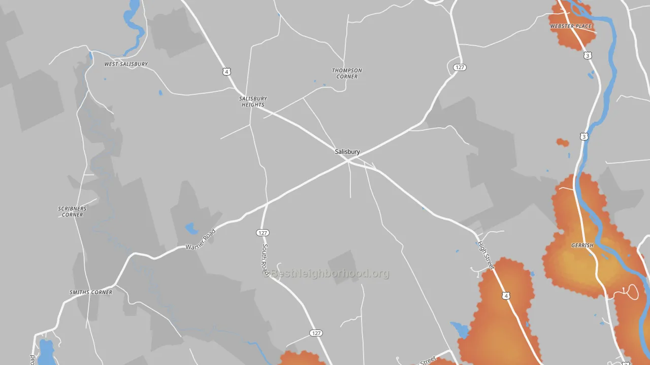 Bike Grade map of Salisbury, NH