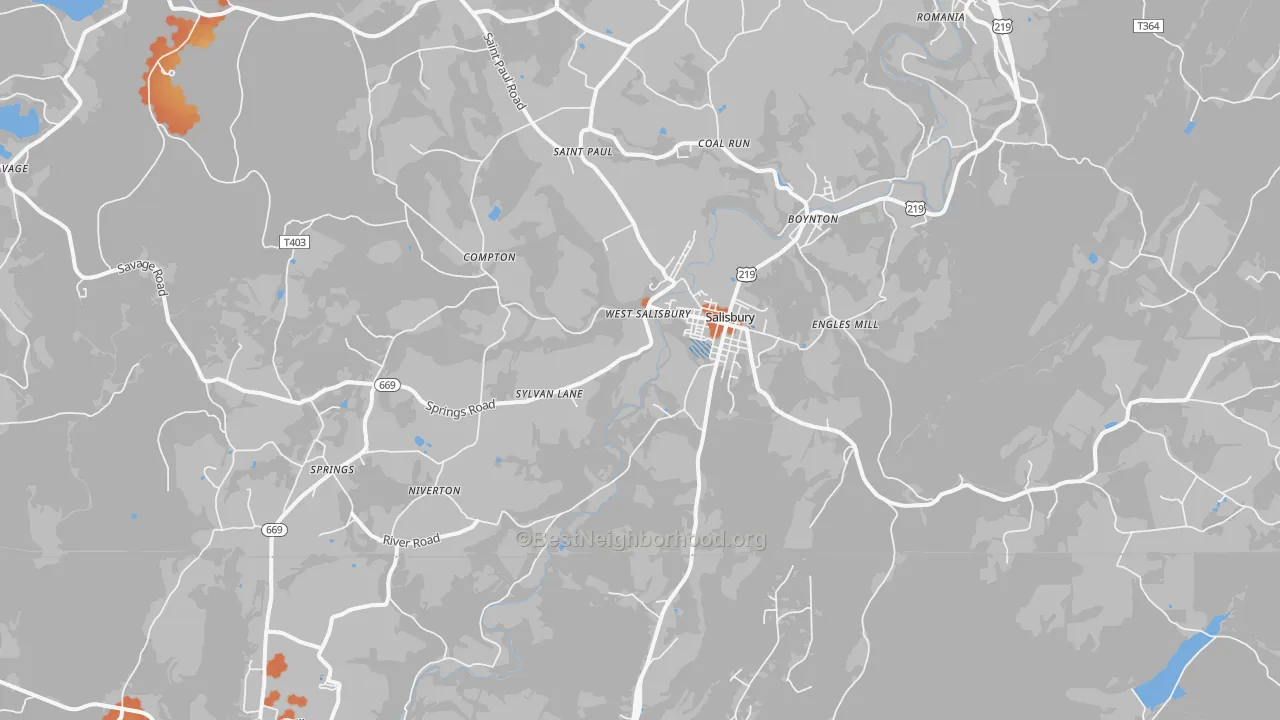 Bike Grade map of Salisbury, PA