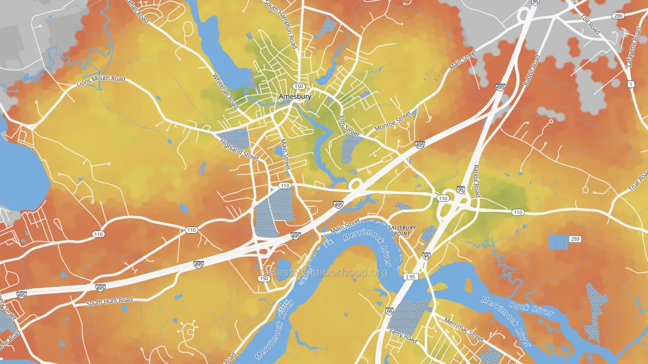Bike Grade map of Salisbury Point, Amesbury Town, MA