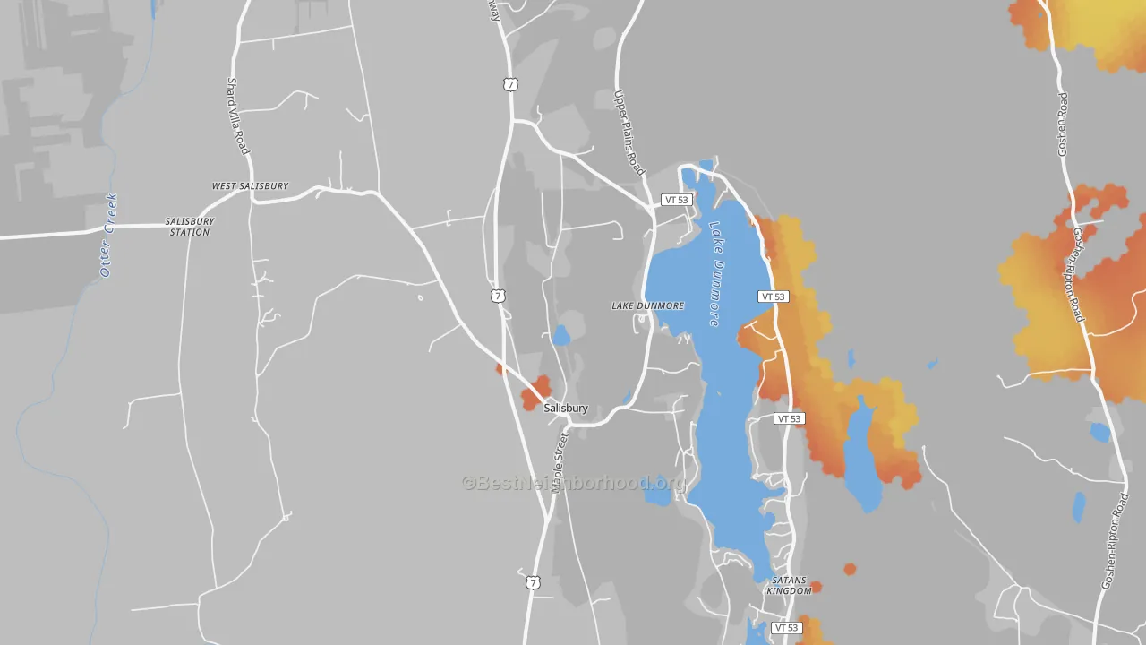 Bike Grade map of Salisbury, VT