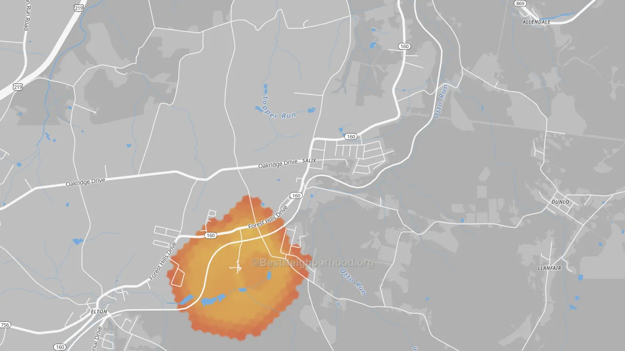 Bike Grade map of Salix, PA