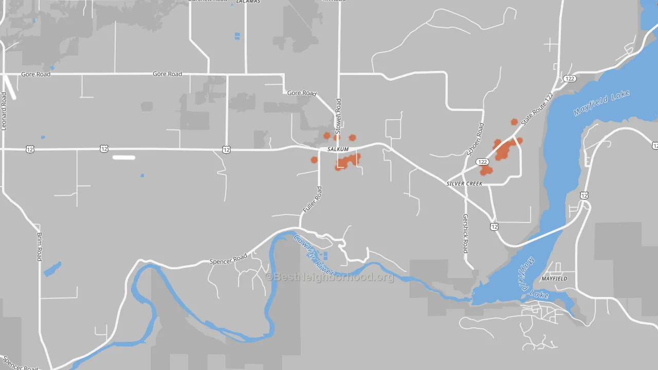 Bike Grade map of Salkum, WA
