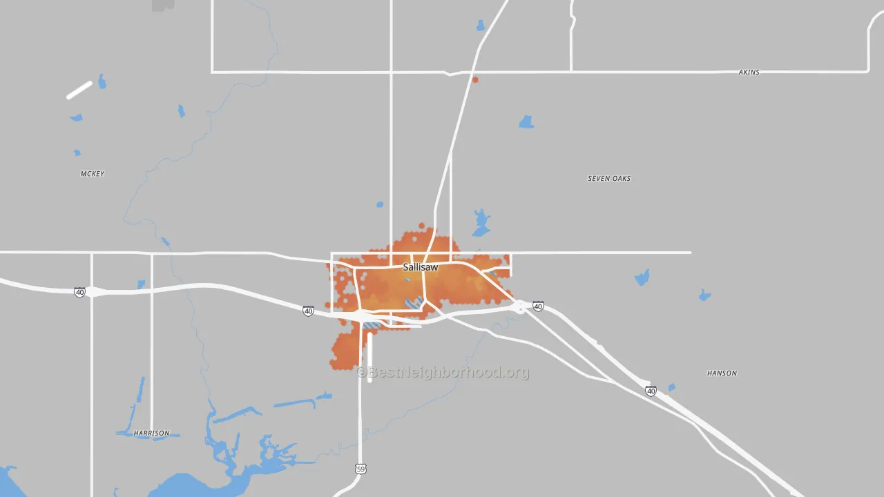 Bike Grade map of Sallisaw, OK