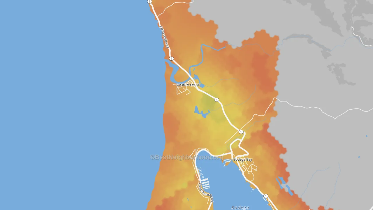 Bike Grade map of Salmon Creek, CA