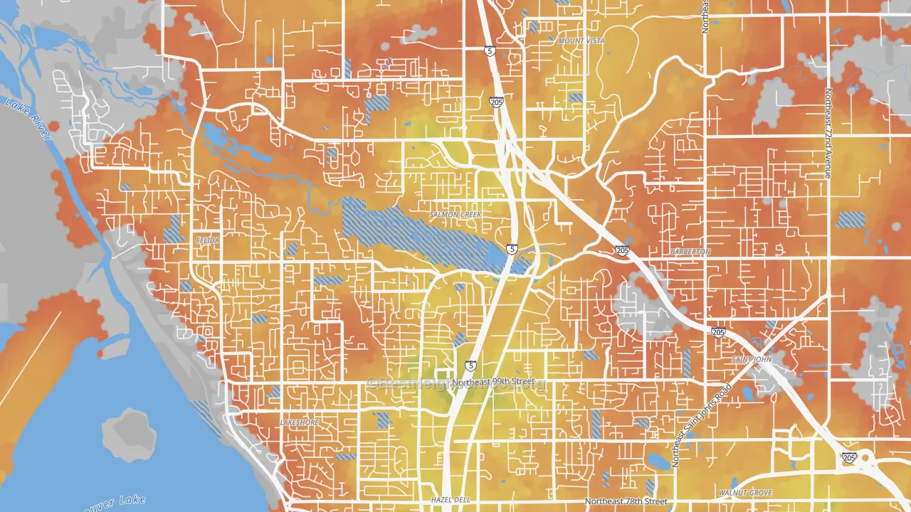 Bike Grade map of Salmon Creek, WA