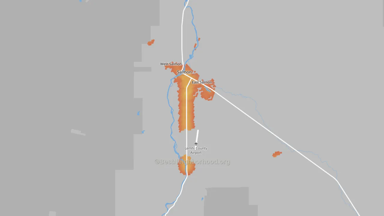 Bike Grade map of Salmon, ID