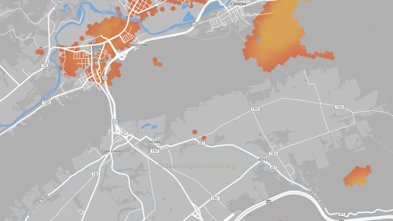 Bike Grade map of Salona, PA