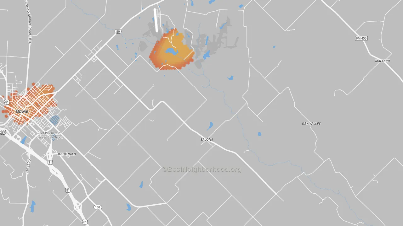 Bike Grade map of Salona, TX