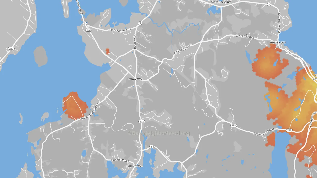 Bike Grade map of Salsbury Cove, ME