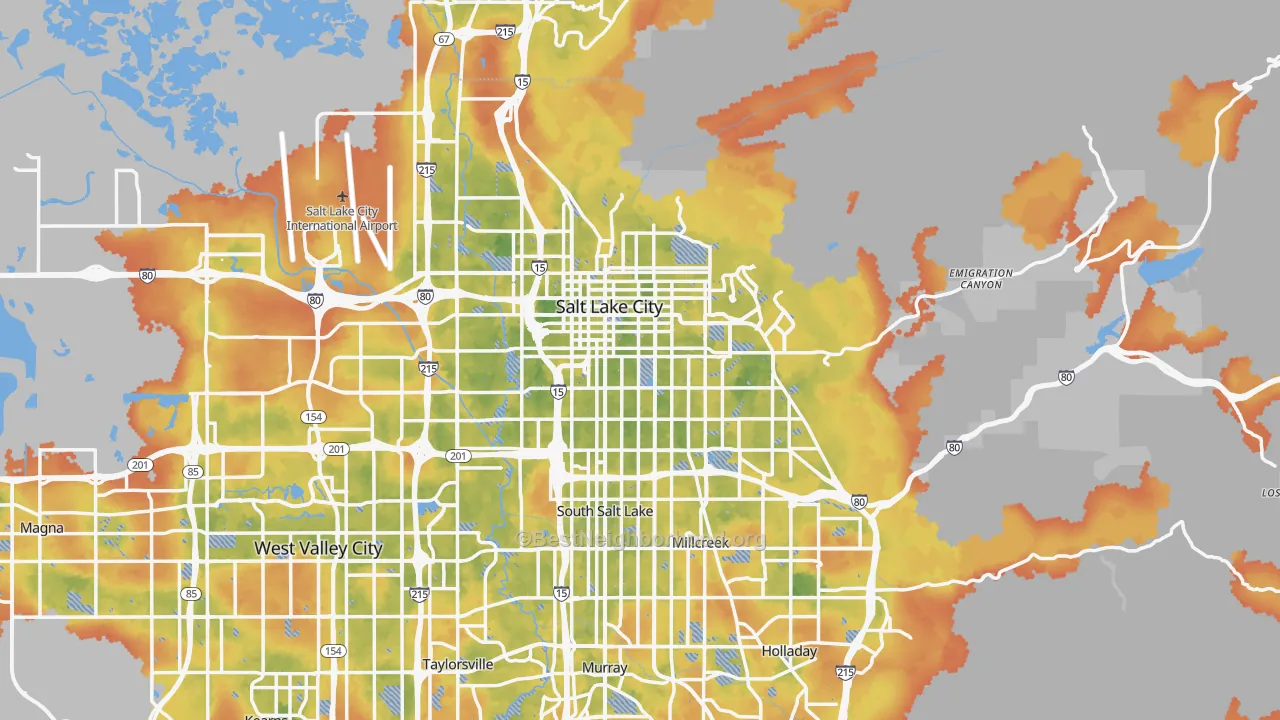 Bike Grade map of Salt Lake City, UT