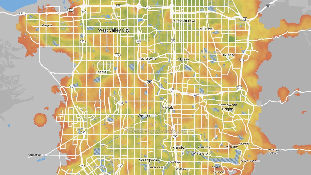 Bike Grade map of Salt Lake County, UT