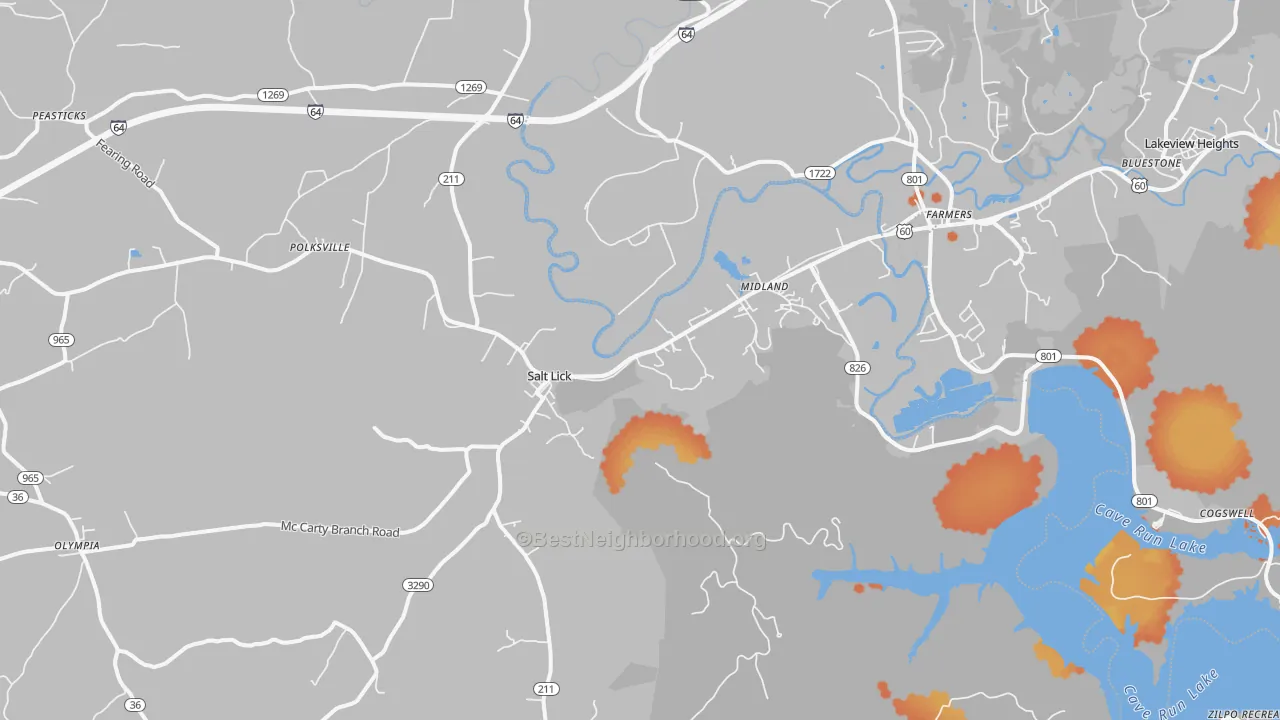 Bike Grade map of Salt Lick, KY