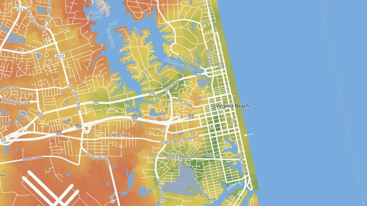 Bike Grade map of Salt Meadow Bay, Virginia Beach, VA