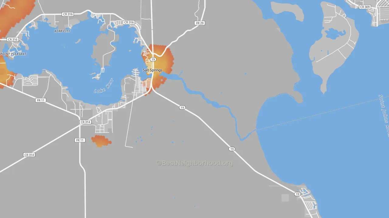 Bike Grade map of Salt Springs, FL