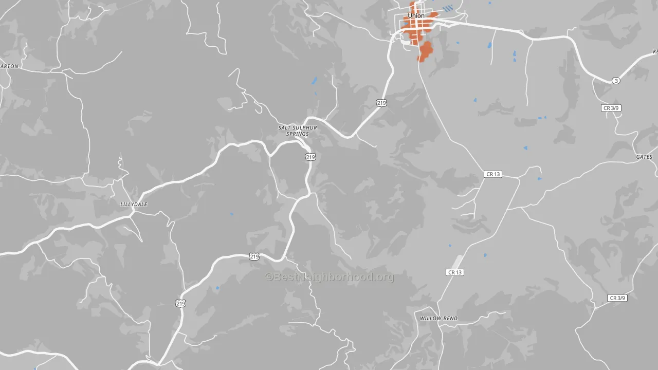 Bike Grade map of Salt Sulphur Springs, WV