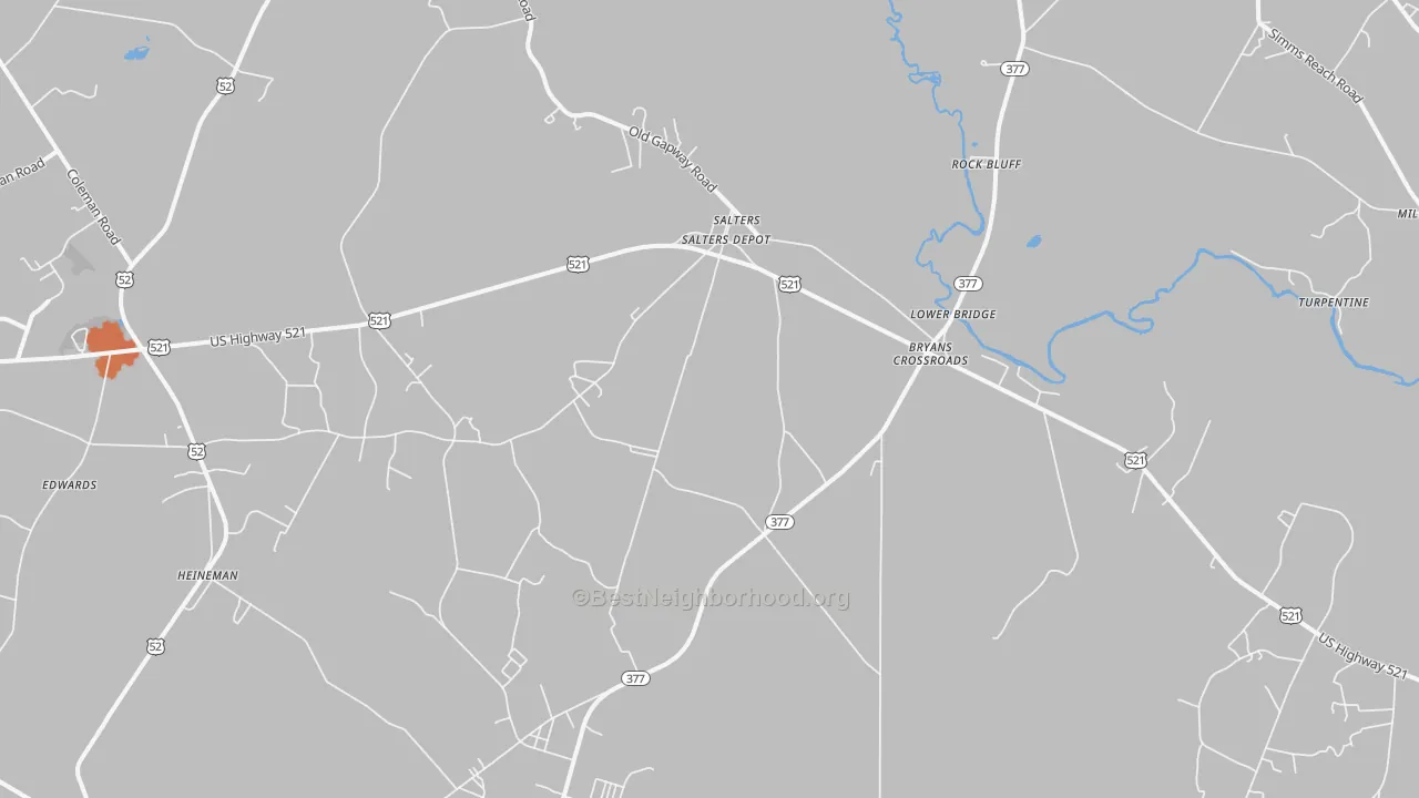 Bike Grade map of Salters, SC