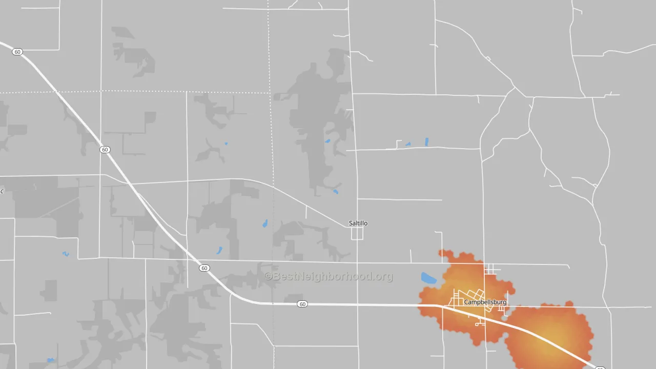 Bike Grade map of Saltillo, IN