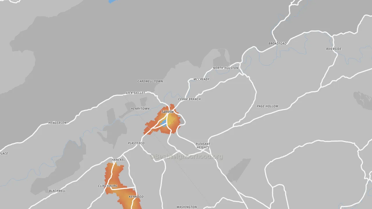 Bike Grade map of Saltville, VA
