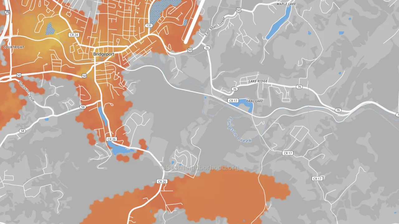 Bike Grade map of Saltwell, WV