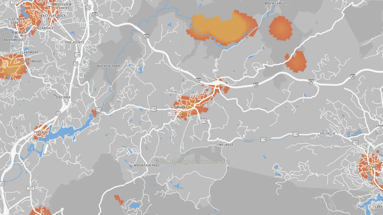 Bike Grade map of Saluda, NC