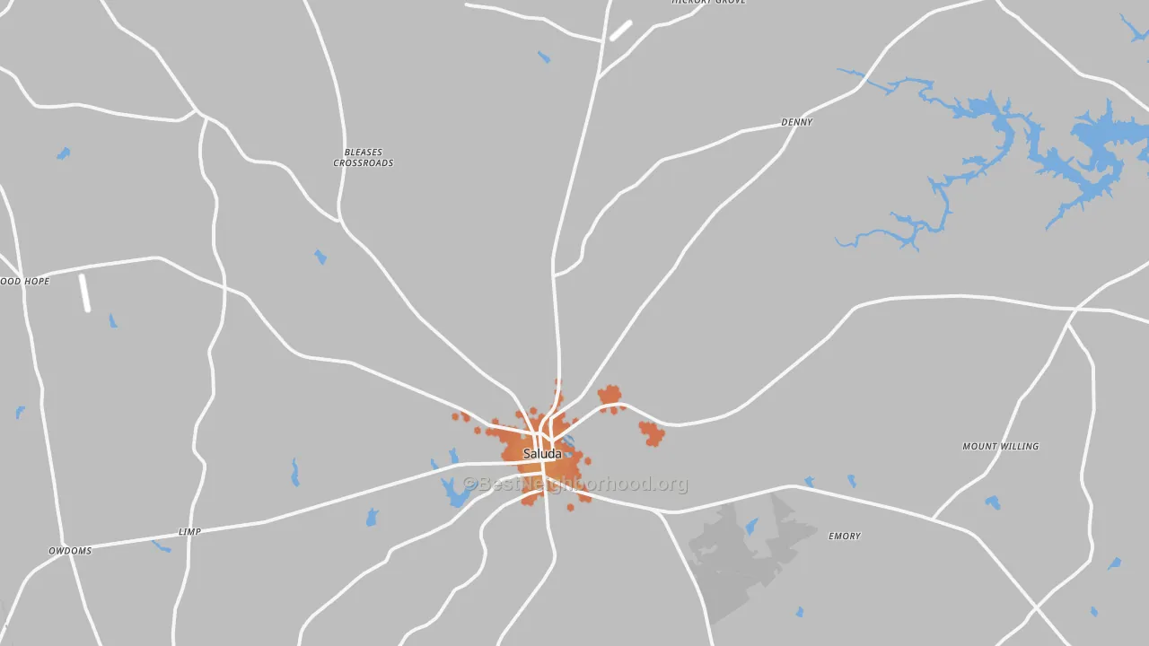 Bike Grade map of Saluda, SC